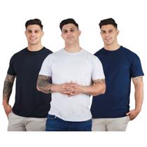 Kit 3 Camisetas Básicas Slim Fit Masculinas Algodão Premium