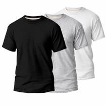 Kit 3 Camisetas Basicas Unissex Algodão Adulto Camisas Manga Curta Homem Mulher Preta Cinza Branca Kit 3 Camisetas Basicas Unissex Algodão Adulto Camisas Manga Curta Homem Mulher Preta Cinza Branca