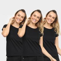 Kit 3 Camisetas Básicos K013 Feminina