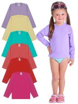 Kit 3 Camisetas bebê Menina Proteção Manga Longa camisa termica menina verão para meninas bebês Kit 3 Camisetas bebê Menina Proteção Manga Longa camisa termica menina verão para meninas bebês