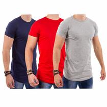 kit 3 Camisetas Blusas Camisas Masculino Long Line Oversized Swag Otima Qualidade