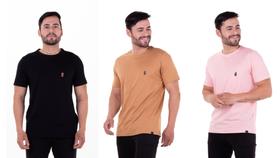 Kit 3 Camisetas Blusas Camiseta Masculinas Básicas lisas Flero
