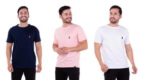 Kit 3 Camisetas Blusas Camiseta Masculinas Básicas lisas Flero