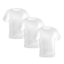 Kit 3 Camisetas Branca Masculinas Manga Curta Lisa Premium