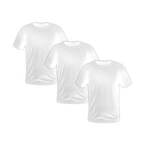 Kit 3 Camisetas Brancas Masculinas Manga Curta Lisa Plus Size