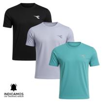 Kit 3 Camisetas Diadora Small Logo Masculina - Azul Turquesa e Preto M