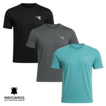 Kit 3 Camisetas Diadora Small Logo Masculina - Azul Turquesa e Preto M