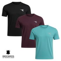Kit 3 Camisetas Diadora Small Logo Masculina - Bordô e Azul Turquesa M