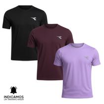 Kit 3 Camisetas Diadora Small Logo Masculina - Preto e Lilás XGG