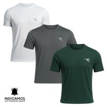 Kit 3 Camisetas Diadora Small Logo Masculina - Verde Escuro e Chumbo M