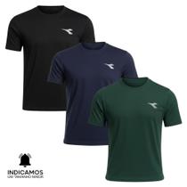 Kit 3 Camisetas Diadora Small Logo Masculina - Verde Escuro e Marinho M