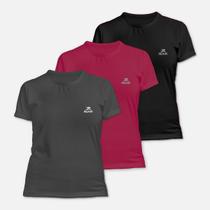 Kit 3 Camisetas Dry Basic SS Muvin Feminina - Proteção Solar UV50 - Manga Curta - Treino, Corrida, Caminhada e Academia