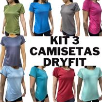 Kit 3 Camisetas Dry Fit Feminina Academia Treino Corrida Kit 3 Camisetas Dry Fit Feminina Academia Treino Corrida