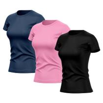 Kit 3 Camisetas Feminina Dry Básica Lisa Proteção Solar UV Térmica Blusa Academia Esporte Camisa