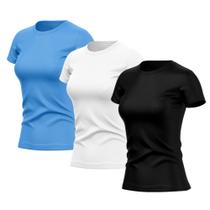Kit 3 Camisetas Feminina Dry Básica Lisa Proteção Solar UV Térmica Blusa Academia Esporte Camisa