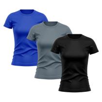 Kit 3 Camisetas Feminina Dry Fit Proteção Solar UV Básica Lisa Treino Academia Passeio Fitness Ciclismo Camisa