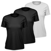 Kit 3 Camisetas Feminina Dry Manga Curta Proteção UV Slim Fit Básica Camisa Blusa Academia Treino Fitness Esporte