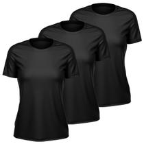 Kit 3 Camisetas Feminina Dry Manga Curta Proteção UV Slim Fit Básica Camisa Blusa Academia Treino Fitness Esporte