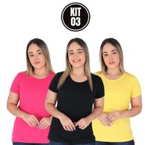 Kit 3 Camisetas Feminina Long Line Blusa Fitness comprida academia vest legging longa sport lisas