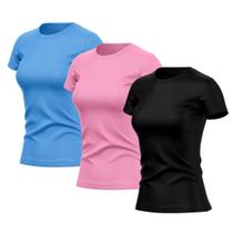 Kit 3 Camisetas Feminina Manga Curta Dry Fit Basica Lisa Proteção Solar Uv