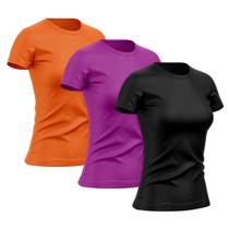 Kit 3 Camisetas Feminina Manga Curta Good Look Dry Fit Proteção Solar UV Baby Look Fitness Academia Treino Confortável
