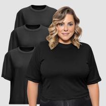 Kit 3 Camisetas Feminina Plus Size 100% Algodão T-Shirt G1 A G3 Básica Lisa