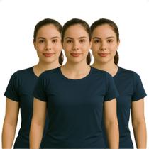 Kit 3 Camisetas Feminina Poliéster Seca Rápido Não Amassa