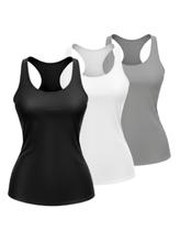 kit 3 Camisetas Feminina Regata Nadador Dry Fit Slim Fit Academia