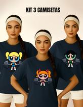 Kit 3 Camisetas Feminina Super Poderosas Academia Streetwear Kit 3 Camisetas Feminina Super Poderosas Academia Streetwear