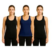 Kit 3 Camisetas Femininas FMF Regata Nadador Academia Fitness Kit 3 Camisetas Femininas FMF Regata Nadador Academia Fitness