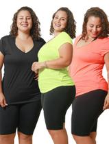 Kit 3 Camisetas Femininas Plus Size Dry Fit Gola V Blusa Treino Academia - CorpusFit Moda Fitness