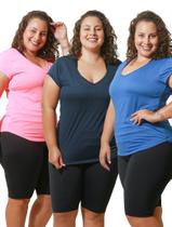 Kit 3 Camisetas Femininas Plus Size Dry Fit Gola V Blusa Treino Academia - CorpusFit Moda Fitness