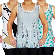 Kit 3 Camisetas Femininas Regatas Básicas Peças Sortidas Costas em Branco Viscolycra PP ao Plus Size Kit 3 Camisetas Femininas Regatas Básicas Peças Sortidas Costas em Branco Viscolycra PP ao Plus Size