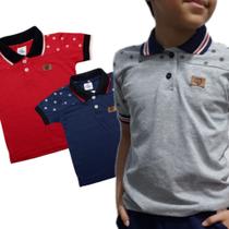 Kit 3 Camisetas Gola Polo Infanto Juvenil Cores Sortidas