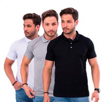 Kit 3 Camisetas Gola Polo Masculina Piquet Camisa Básica Uniforme Atacado