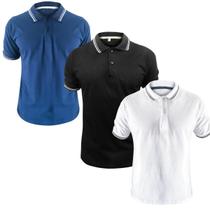 Kit 3 Camisetas Gola Polo Masculino Algodão Lisa Básica Com Elastano