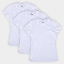 Kit 3 Camisetas Hering Slim Básicas Feminina - Branca