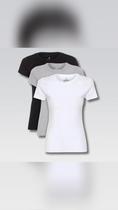 Kit 3 Camisetas Hering Slim Básicas Feminina Kit 3 Camisetas Hering Slim Básicas Feminina