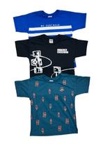 Kit 3 Camisetas infantil Cores e Estampas Variadas