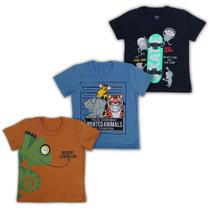 Kit 3 Camisetas Infantil de Menino Verão Camisa Masculina. - Isikids