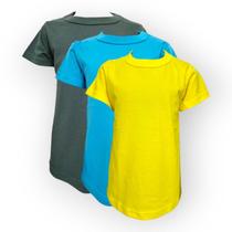 Kit 3 camisetas infantil manga curta algodao lisa basica 2 - 8