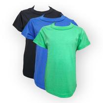 Kit 3 camisetas infantil manga curta algodao lisa basica 2 - 8