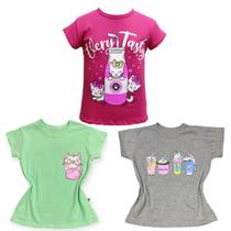 Kit 3 camisetas infantil para menina