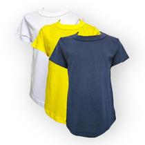Kit 3 camisetas juvenil manga curta algodao lisa basica 10 - 16