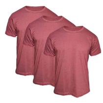 Kit 3 Camisetas Lisa Masculino Manga Curta 100% Poliéster Cor Bordô