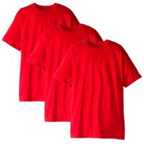 Kit 3 Camisetas Lisa Masculino Manga Curta 100% Poliéster Cor Vermelho
