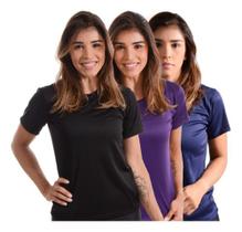 Kit 3 Camisetas Manga Curta Básica Dry Fit Camisas Feminina