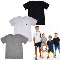 Kit 3 Camisetas Manga Curta Juvenil Menino Lisa Verão Roupa Infantil Masculina T-shirt Básica Criança Tamanho 4-14