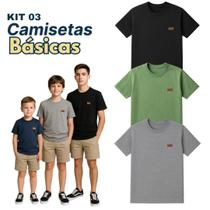 Kit 3 Camisetas Manga Curta Juvenil Menino Lisa Verão Roupa Infantil Masculina T-shirt Básica Criança Tamanho 4-14 Kit 3 Camisetas Manga Curta Juvenil Menino Lisa Verão Roupa Infantil Masculina T-shirt Básica Criança Tamanho 4-14