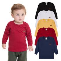 Kit 3 Camisetas Manga Longa Bebê Menino Básica Lisa camisetas para bebê conforto manga longa Kit 3 Camisetas Manga Longa Bebê Menino Básica Lisa camisetas para bebê conforto manga longa
